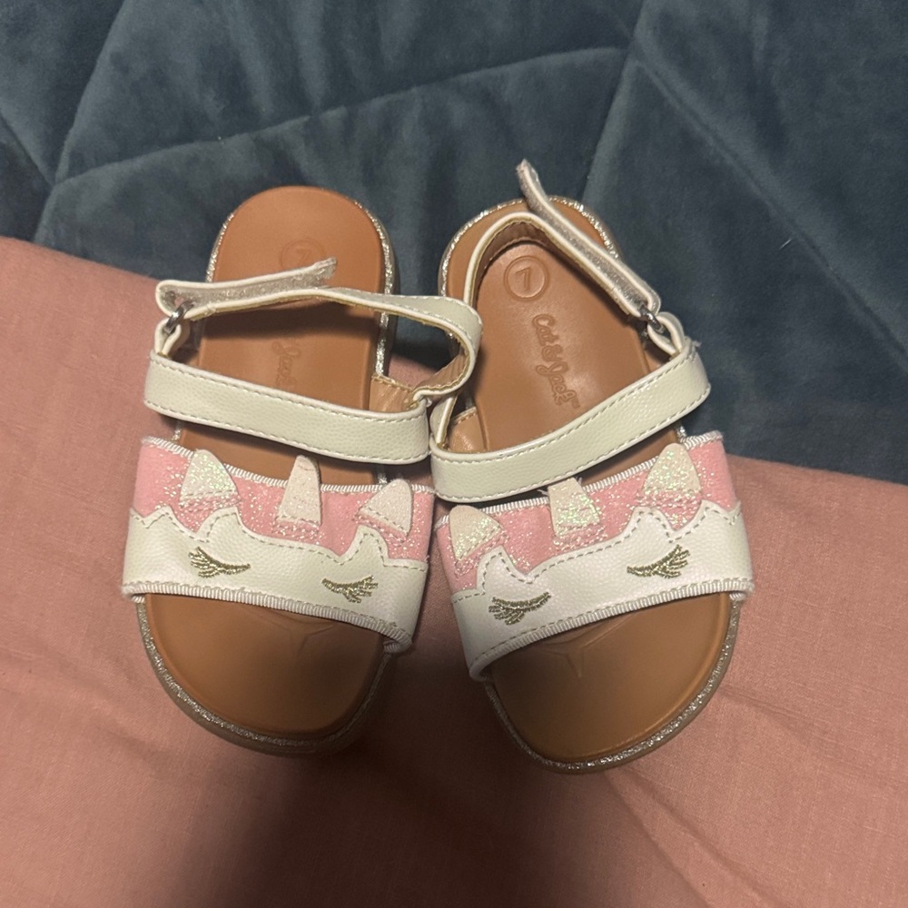 Cat & Jack Pink and White Unicorn Kids Sandals